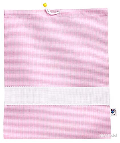 Filet dagisväska med rosa och vitt Vichy karodtryck Anpassningsbar Aida tygbandinsats mått: 42 x 34 cm Tillverkad i Italien, 45 g, ROSA, cm, Samtida 8055727211002