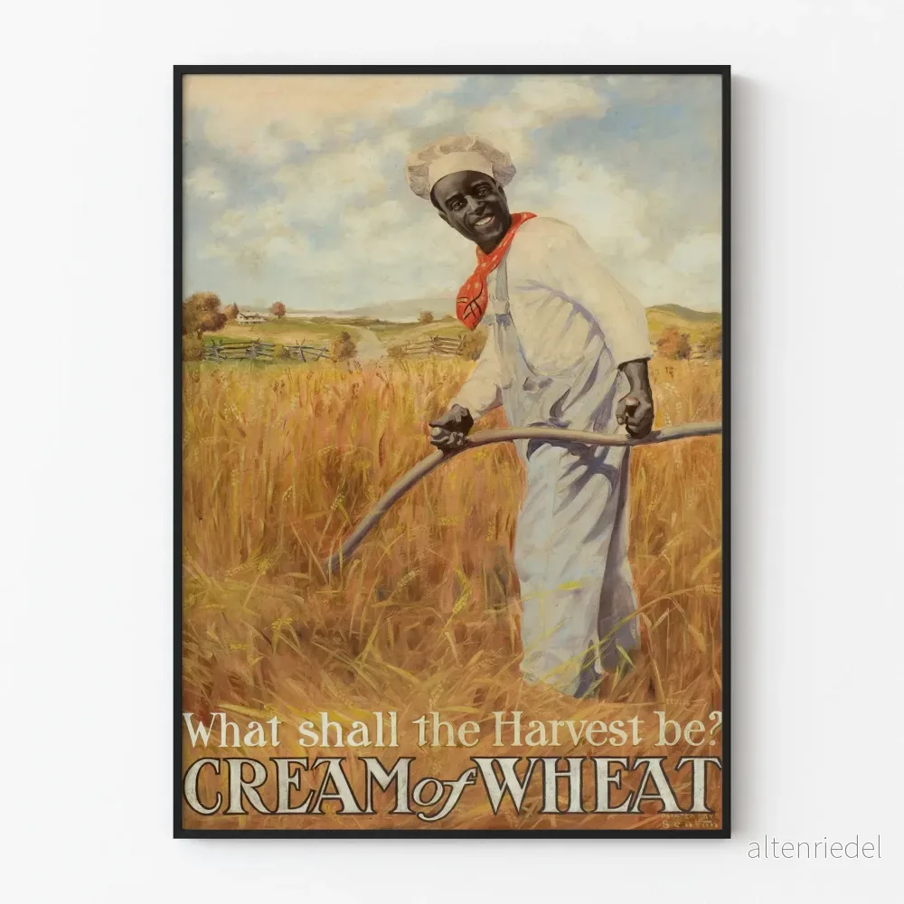 Vintageposter Cream of Wheat - Illustration av skördearbete med spannmål