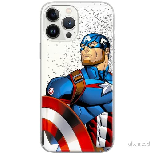 ERT GROUP mobiltelefonfodral för Apple Iphone 13 PRO originalt och officiellt licensierat Marvel mönster Captain America 011 Vit anpassad till formen på mobiltelefonen, med glitter overflow effekt 5904805761645