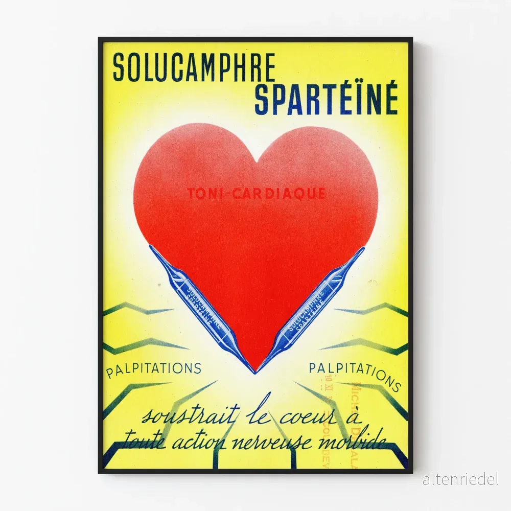 Vintageposter Solucamphre Spartéiné dekor hjärta och hälsa Vintageposter Solucamphre Spartéiné dekor hjärta och hälsa