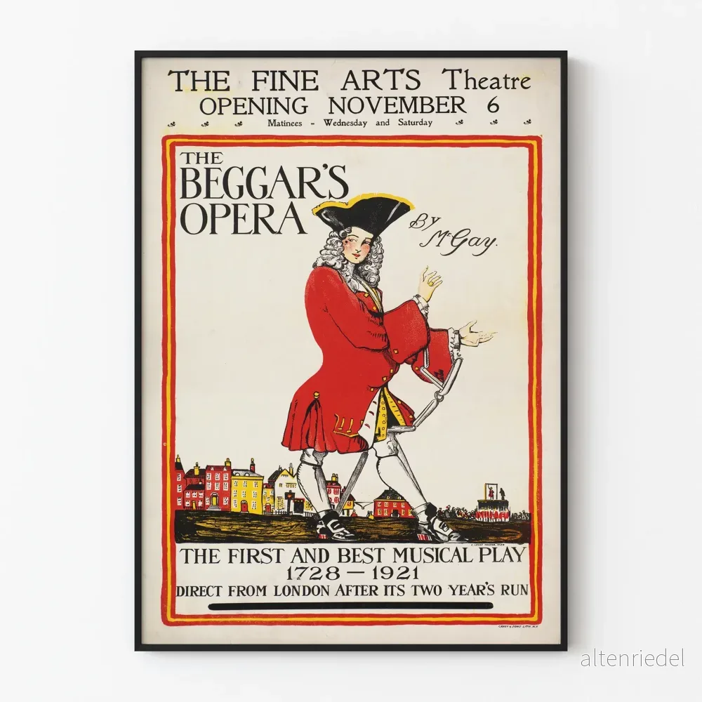 Klassisk poster The Beggar's Opera - Vintage teater väggdekoration