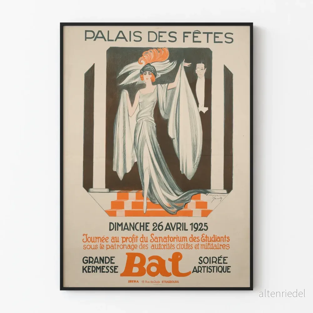 Vintageposter Bal Palais des Fêtes 1925 väggdekoration