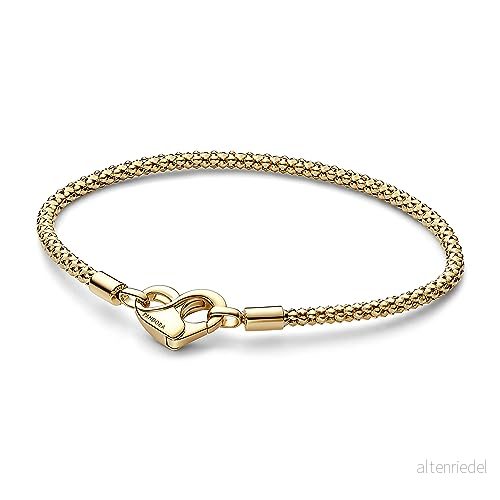 PANDORA Moments Studded Chain Armband aus Sterling Silber mit 14 Karat vergoldete Metalllegierung, Kompatibel Moments, Größe: 17cm, 562731C00 17 5700303059877