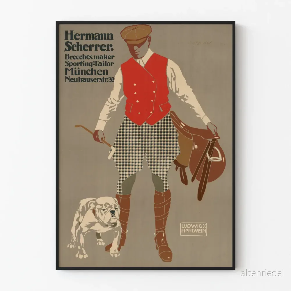 Vintageposter Hermann Scherrer Sportsklädd Tailleur i München