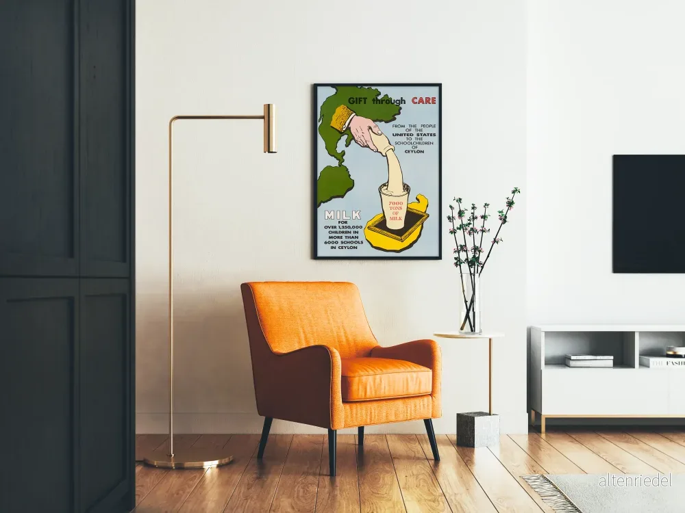 Vintageposter Milk för skolbarn - Utbildande väggdekoration - Bild 2