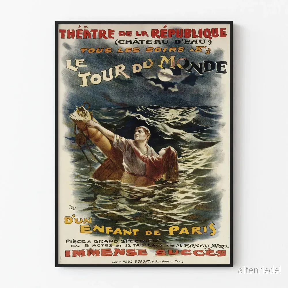 Vintageposter av "Le Tour du Monde d'un Enfant de Paris"