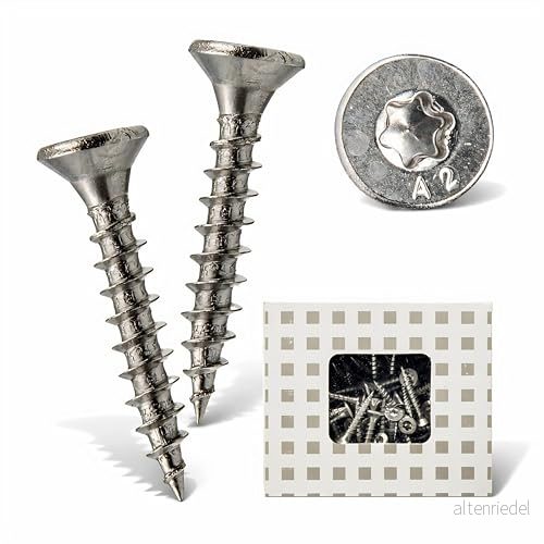 TORVON träskruvar rostfritt stål A2 försänkt huvud Torx helgängade 3 x 12 mm 200 stycken rostfria TX inomhus utomhus (4,0 25 mm) 5410439220187