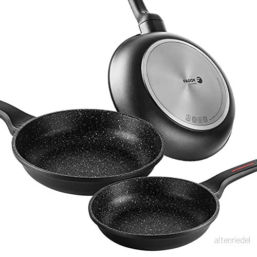 Fagor Alutherm Set 3 stekpannor induktion 202428 cm, gjuten aluminium, tjocklek 5,3 mm, non stick beläggning ekologisk XYLAN PLUS utan PFOA, lämplig för alla typer av spisar, glaskeramik, gas 8429113802882