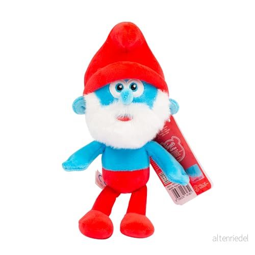 Famosa Softies Papa Smurf plyschleksak från den klassiska smurffilmen, mäter 20 cm med detaljer för att ge pojkar och flickor i alla åldrar (PUF15100) 8056379169697