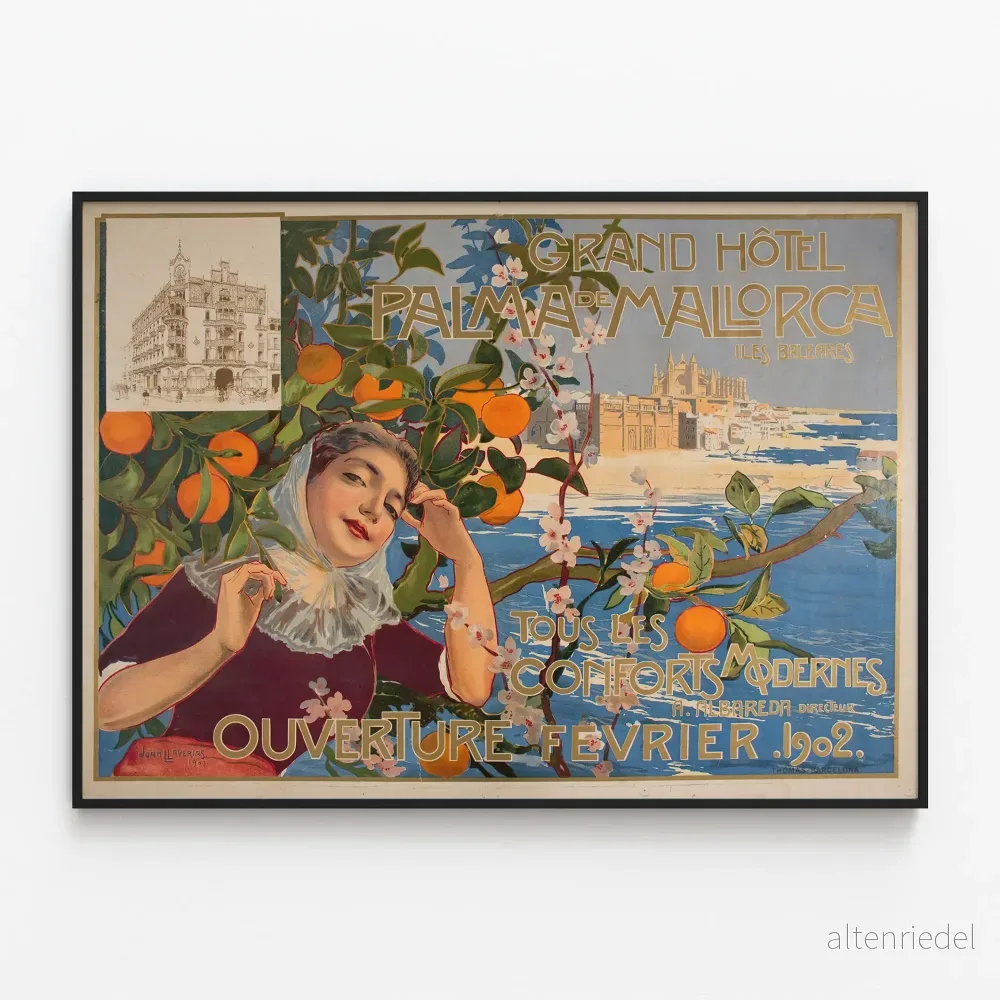 Vintageaffisch för Grand Hôtel Palma de Mallorca 1902