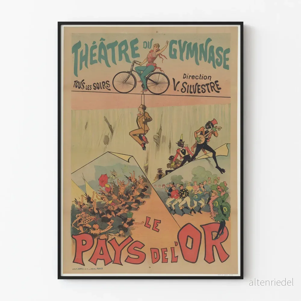 Vintageaffisch för Théâtre du Gymnase - Le Pays de l'Or