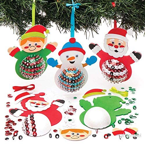 Baker Ross AR759 paljettdekorationsset, julfigurer, 3 stycken, blandade 5051174087415