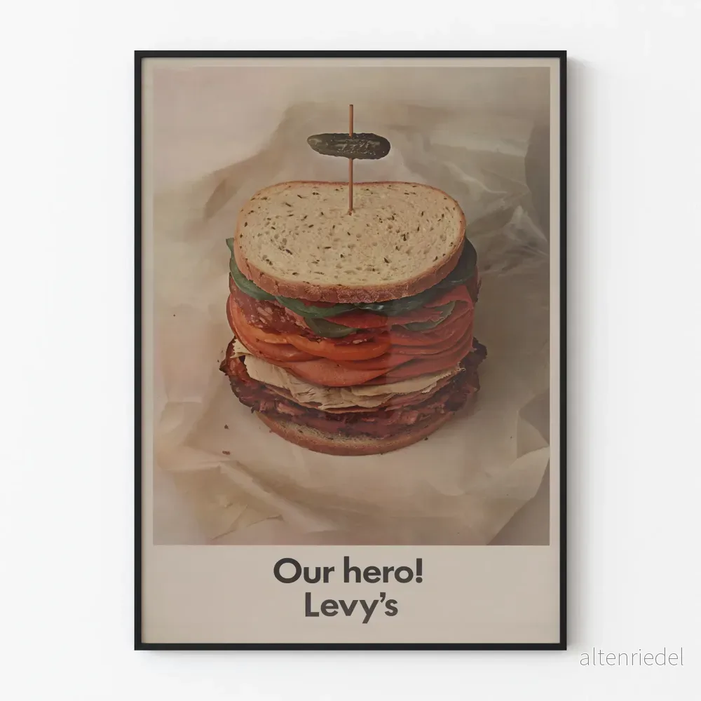Vintage sandwich Levy's poster för väggdekoration i köket