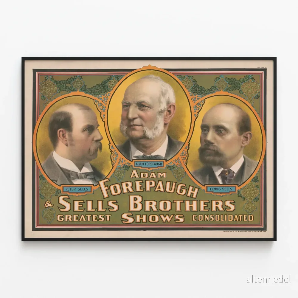 Vintageaffisch Adam Forepaugh & Sells Brothers Största Föreställningar