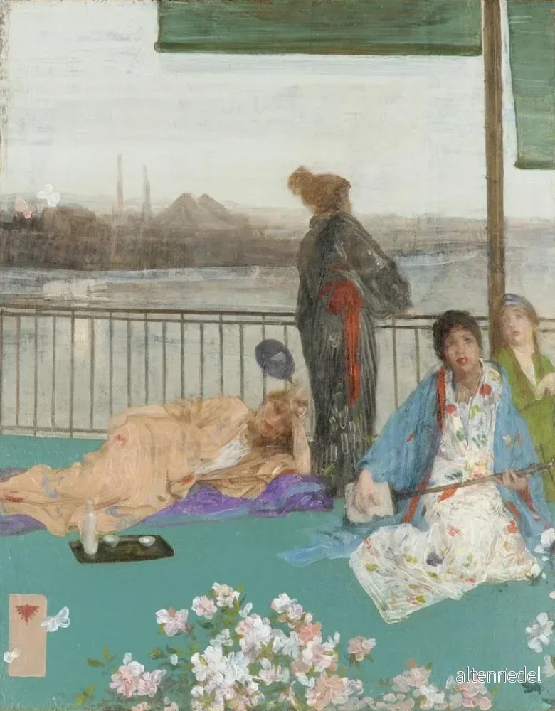 Målning Variationer i hud- och gröntoner: Le Balcon - James Abbott McNeill Whistler | Konsttryck - Bild 2