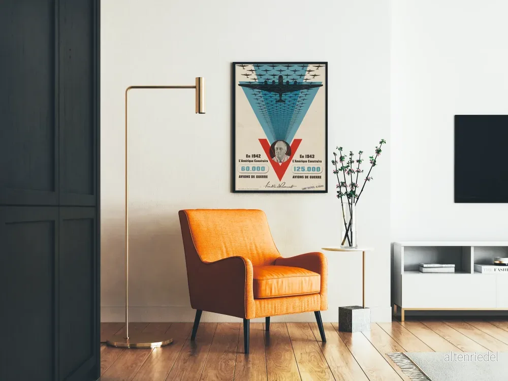 Vintageflygplansposter från krigsåren 1942–1943, USA - Bild 2