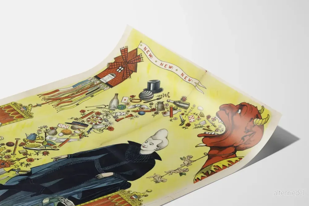 Vintage fantasifull poster med karaktär och röd djävul - Bild 3