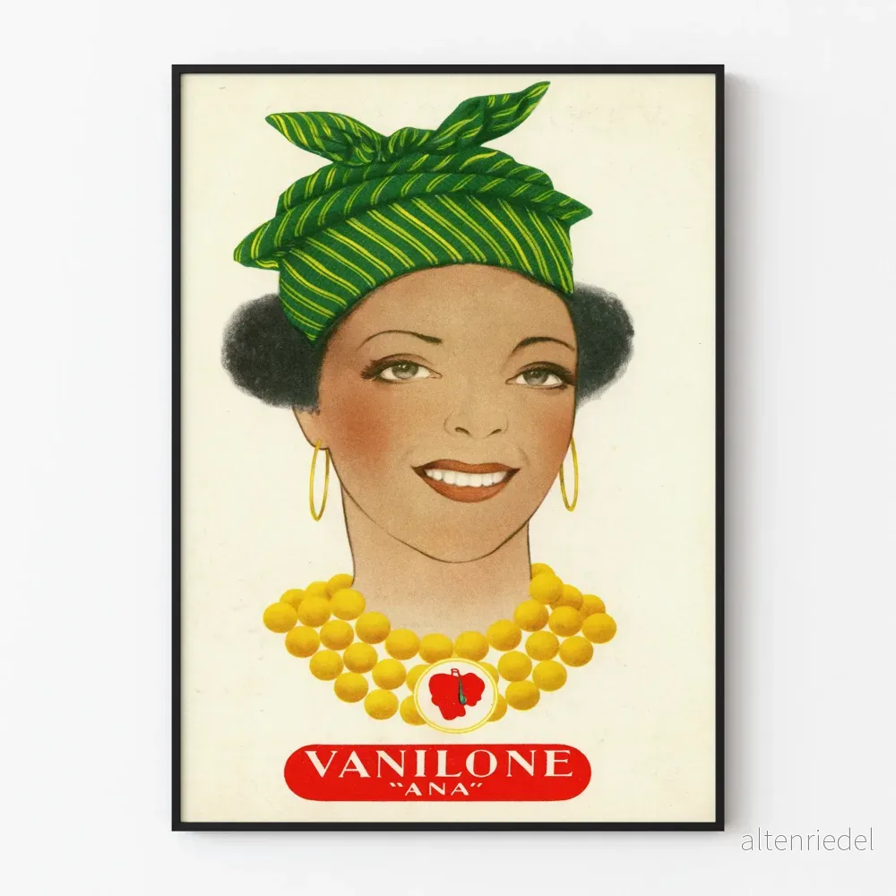 Vintageposter Vanilone Ana kvinnoporträtt i färg Vintageposter Vanilone Ana kvinnoporträtt i färg
