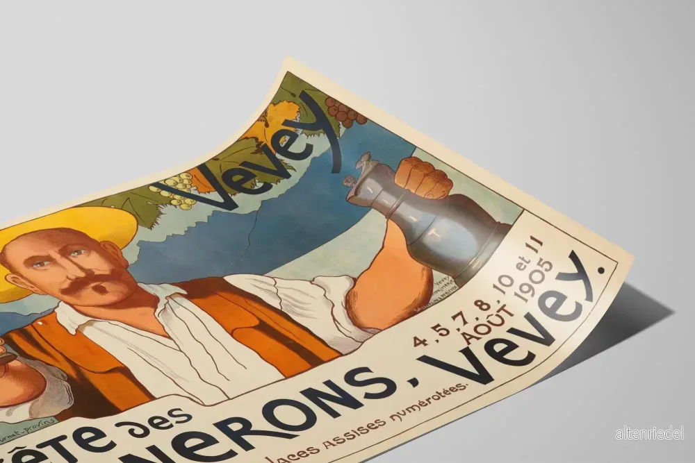 Vintage väggdekoration affisch för Vingårdsfesten 1905 i Vevey - Bild 2