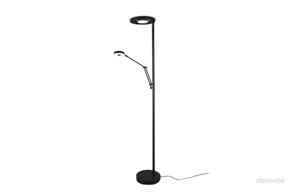 Trio Lighting LED uplight golvlampa Barrie med läslampa svart matt 4017807467598