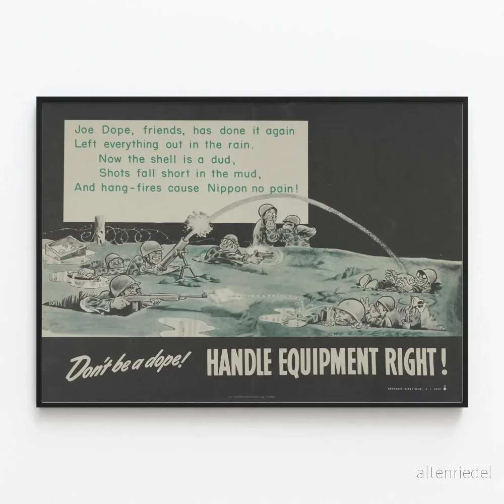 Vintagemilitär väggposter « Don’t Be a Dope - Handle Equipment Right »