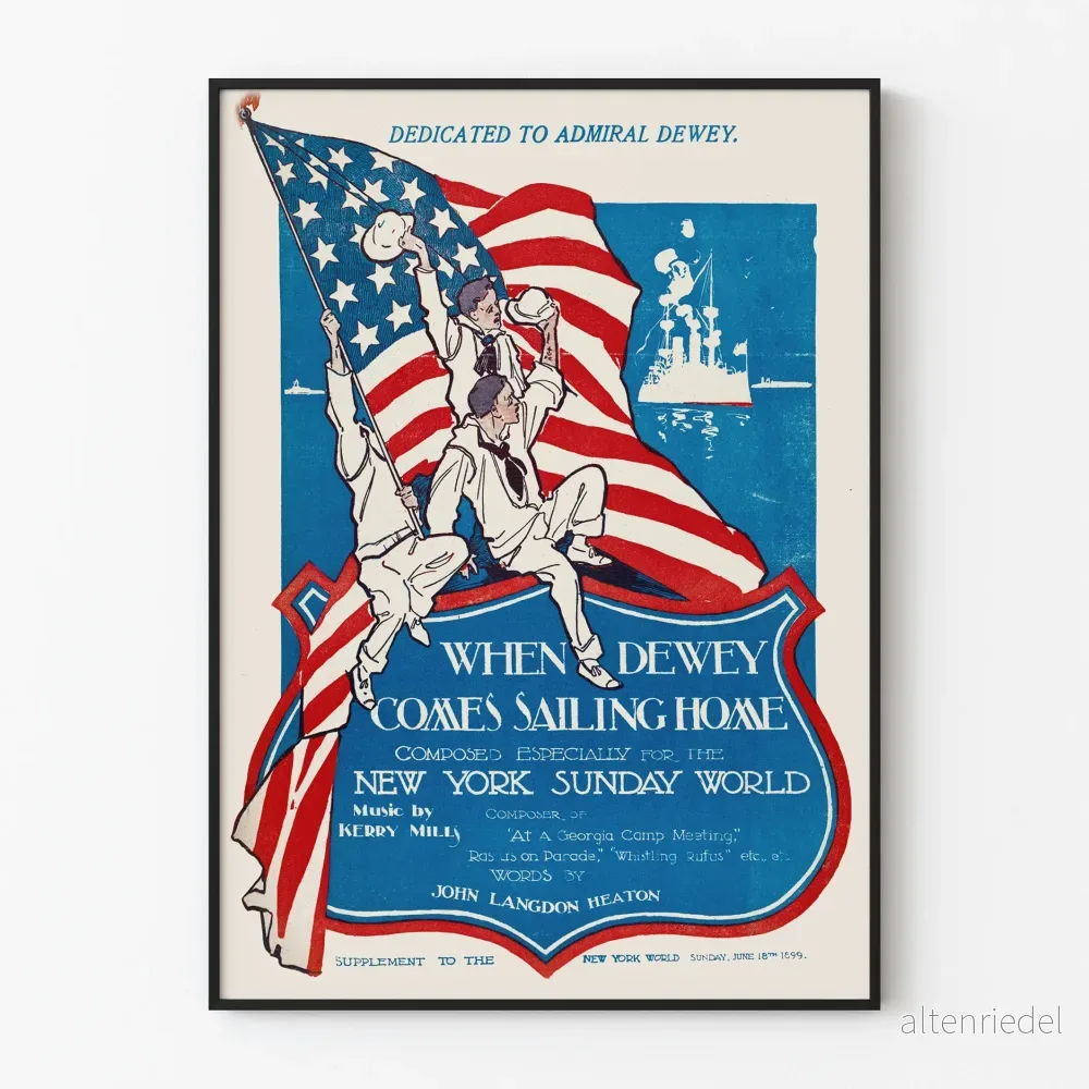 Vintage patriotisk poster When Dewey Comes Sailing Home Vintage patriotisk poster When Dewey Comes Sailing Home