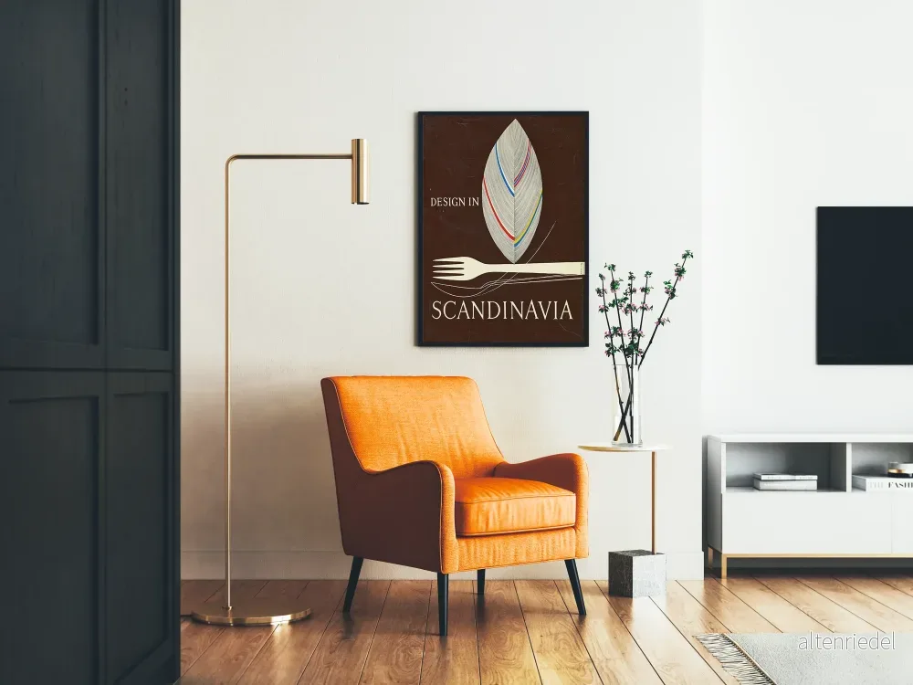 Skandinavisk minimalistisk designposter med stiliserade blad och bestick - Bild 2