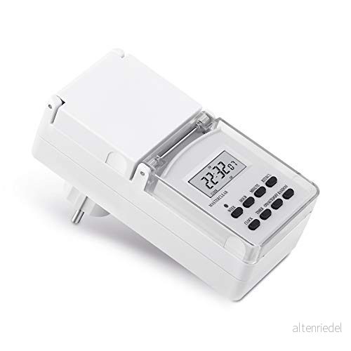 conecto digital timer för uttag, inomhus och utomhus, 10 omkopplingsprogram, 1,5 tum LCD skärm, inkl. reservbatteri, IP44, 3600 watt, vit 4250684927032