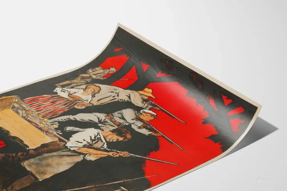 Vintage affisch av arméresistans med soldater och civila - Bild 3