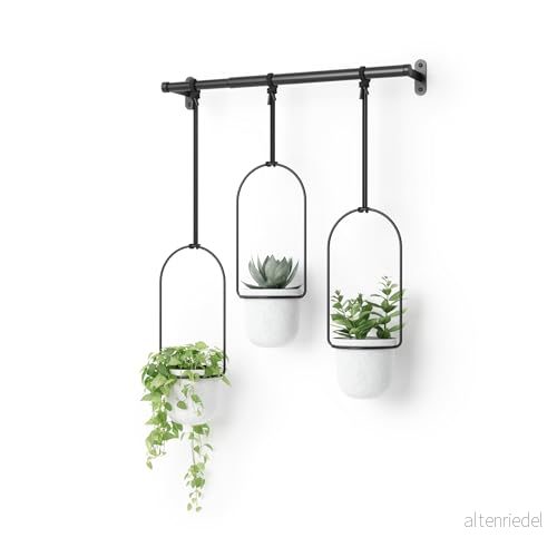 Umbra 1011748 660 Triflora Vas för Hängande Blomkruka, Svart, Vit, 62.87 x 106.68 14.61 cm, Paket med 3 28295306959