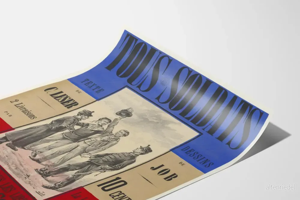 Vintageposter « Tous Soldats » med text av C. Leser och teckningar av Job - Bild 3