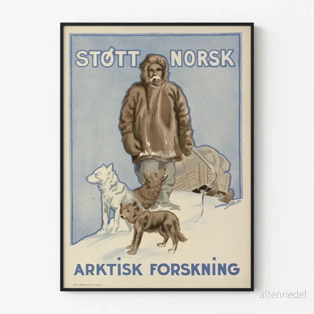 Vintageaffisch för stöd till norsk arktisk forskning