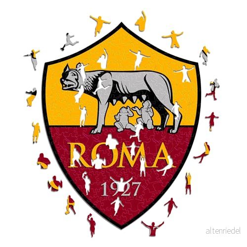 AS Roma Iconic Puzzles, logotyp, officiell produkt, träpussel för vuxna och barn, trä, 100% hållbart, storlek S 150 stycken 806812094158