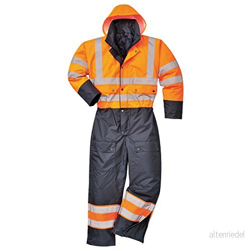 Portwest Hi Vis kontrast Coverall fodrad, S485ONRL, orange marinblå, stor 5036108196586
