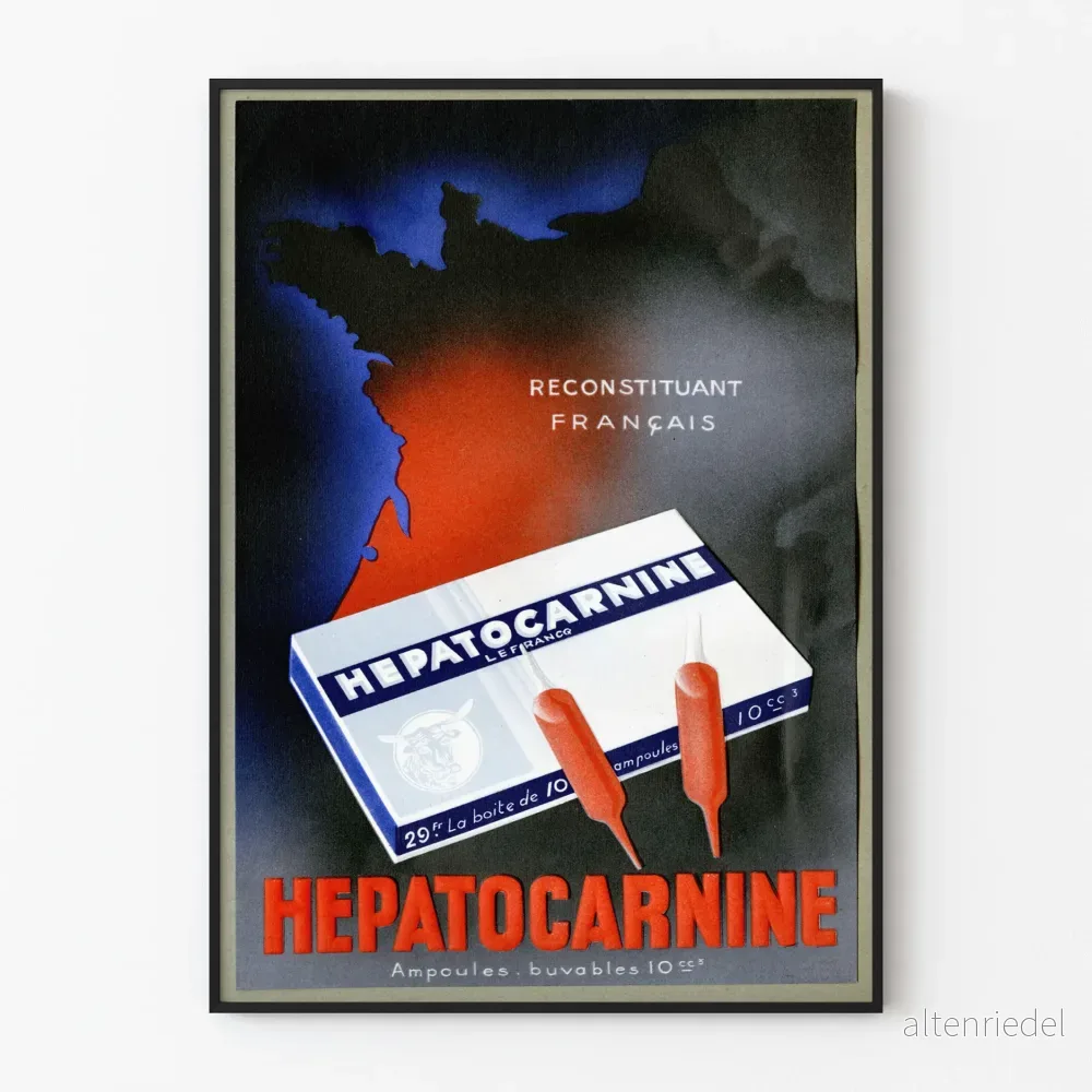Vintageposter HEPATOCARNINE - Retro medicinsk väggdekoration