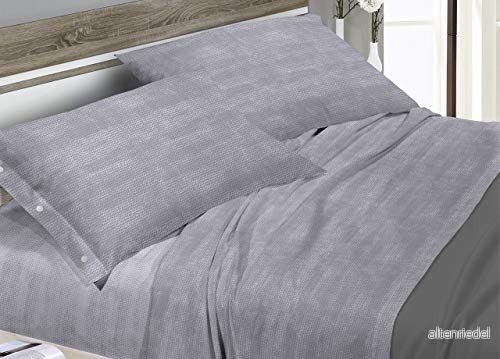 BIANCHERIAWEB 140 x 200 cm +25 elastiska hörn, sängkläder över 300 cm, 2 örngott Sidknappar 50 80cm, 100% Bomull Tillverkad i Italy Fantasia Bon Grå 8056710014181