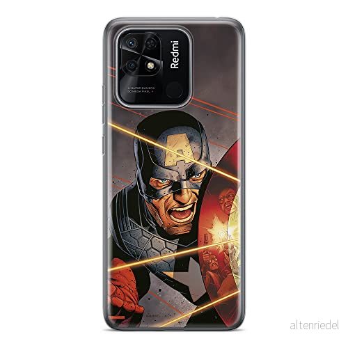 ERT GROUP mobiltelefonfodral för Xiaomi REDMI 10C originalt och officiellt licensierat Marvel mönster Captain America 007 anpassad till formen på mobiltelefonen, fodral tillverkad av TPU plast 5905511534189