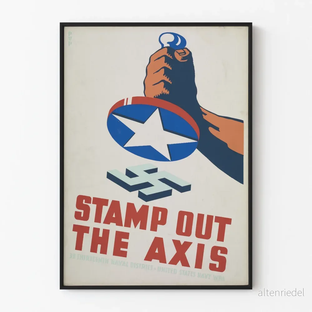 Vintage propagandaposter för militär kamp mot axeln