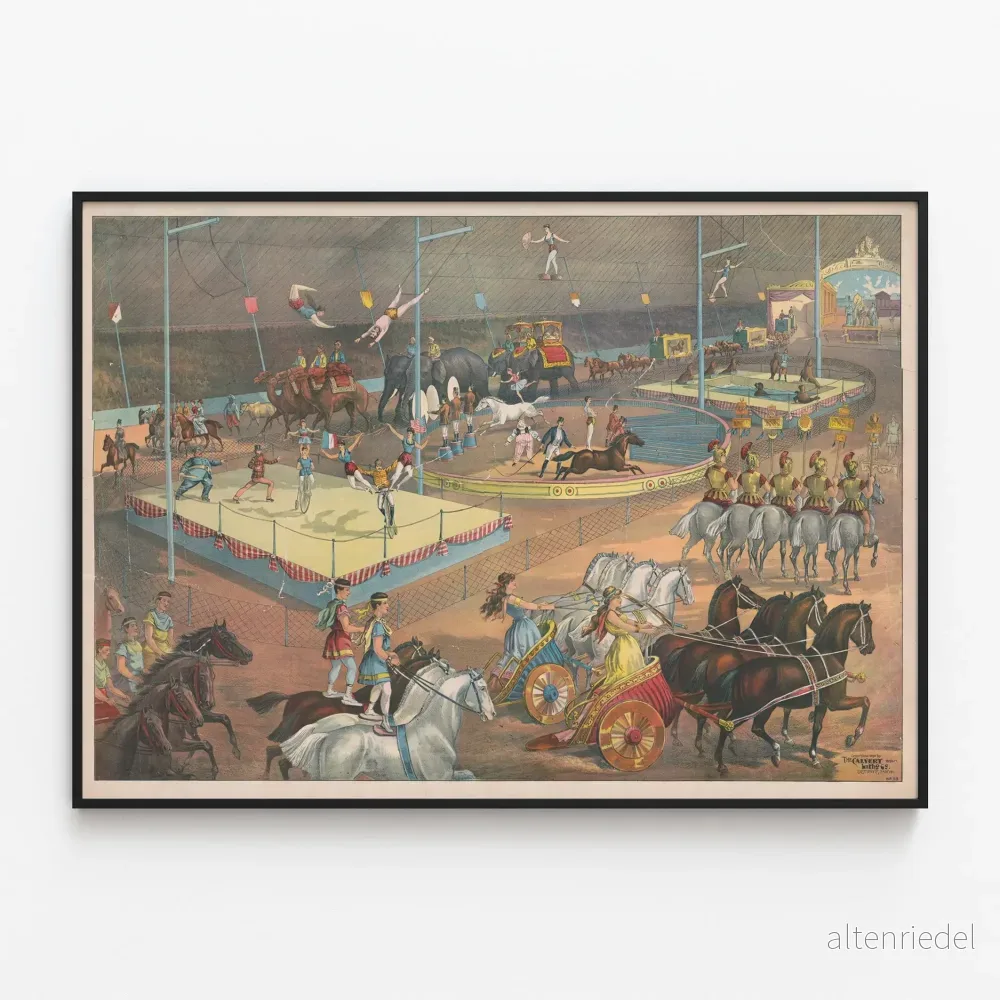 Vintage cirkusposter med akrobater och djur Vintage cirkusposter med akrobater och djur