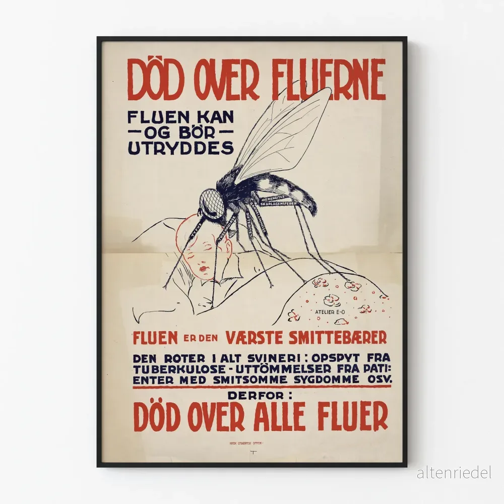 Vintage myggmedelsposter på norska
