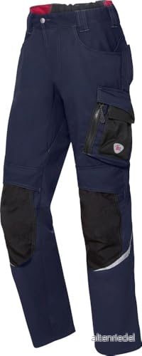 BP 1998-570-1432 arbetsbyxor med knävadderade fickor smal silhuett elastisk ryggrem 65% polyester, 35% bomull kort passform storlek: 60 n färg: nattblå/svart 4055301617972