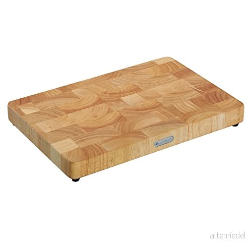 Zassenhaus Hackblock av högkvalitativt pannband gummiträd ljus 45 x 30 4,5 cm med halkfria fötter skärbräda i trä träbräda kök biffbräda, 051087 4006528051087