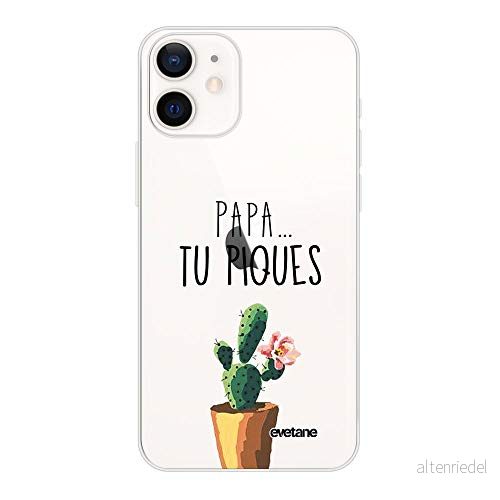 Evetane fodral kompatibel med iPhone 12 mini mjukt silikon starkt tunt skydd transparent pappa du spikar trendig design 3666087662301