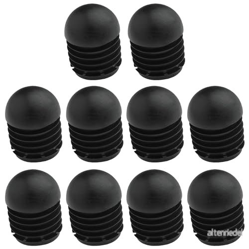 cyclingcolors 10 x stolpluggar lamellpluggar med kulhuvud, rund, halkfri för runda rör, ändkåpor av plast svart, 20 mm 3666690045867