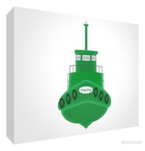 Feel Good Art BOAT A5BLK 21R ES Baby souvenir dekorativt block, båt, 14,8 x 21 2 cm, grön/vit 5056041094008