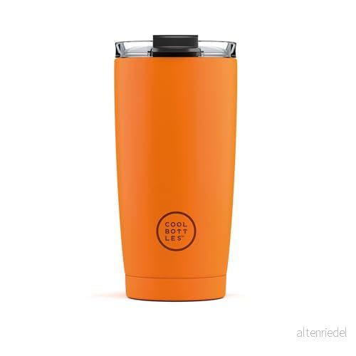 Cool Bottles Kaffetermos varma drycker 5 timmar och kalla 10 550 ml BPA fri termosmugg i rostfritt stål lufttätt lock fläckbeständig design Vivid Orange 8436583302682