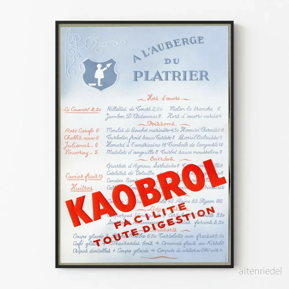 Vintageposter Kaobrol för väggdekoration av restaurangmeny