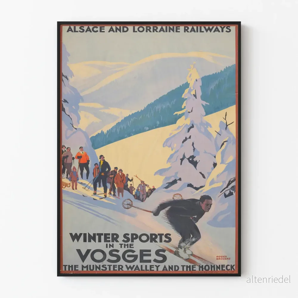 Vintage vinter sportposter i Vosges - retro väggdekoration