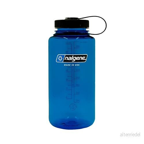 Nalgene Sustain Tritan BPA fri vattenflaska tillverkad med material härledd av 50% plastavfall, 32 uns, bred mun, skifferblå 661195217323