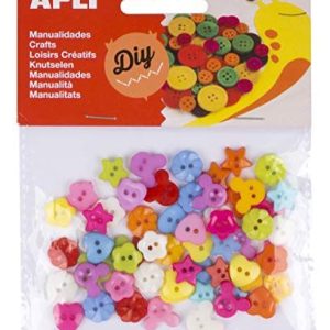 APLI Kids 16835 60 olika färgade plastformade knappar, Material för hantverk, storlek 12 mm 8410782168355 APLI Kids 16835 60 olika färgade plastformade knappar, Material för hantverk, storlek 12 mm 8410782168355